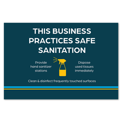 Window Graphics - This Business Practices Safe Sanitation - 36x24